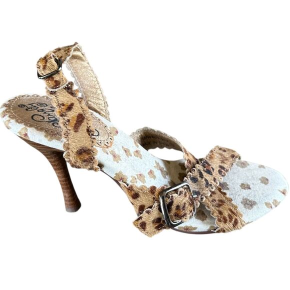 Women's NAUGHTY MONKEY Leopard Print Heel Sandals 7.5 M - Picture 3 of 6